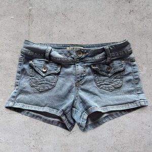 vintage lei low rise light wash denim shorts